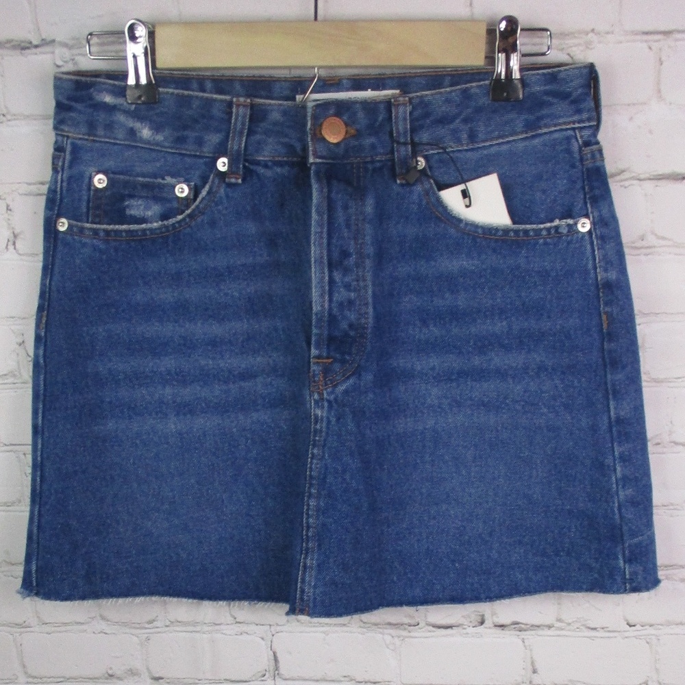 Bershka Vintage Style Button Fly Denim Skirt